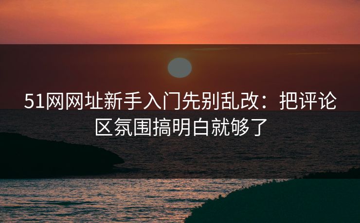51网网址新手入门先别乱改：把评论区氛围搞明白就够了