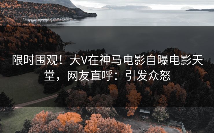 限时围观！大V在神马电影自曝电影天堂，网友直呼：引发众怒