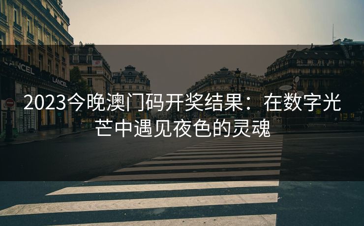 2023今晚澳门码开奖结果：在数字光芒中遇见夜色的灵魂