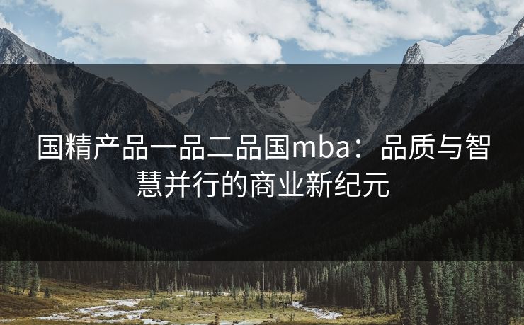 国精产品一品二品国mba：品质与智慧并行的商业新纪元